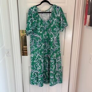 Soft Surrounding-Green Short Sleeved Women's Dress